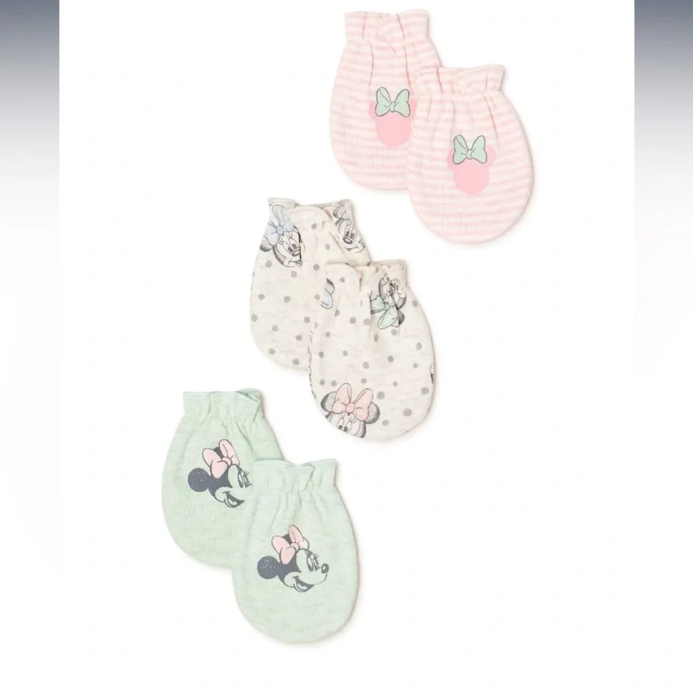 Disney Minnie Mouse Baby Girl's Mittens, 3-Pack elastic scratch free infant new*